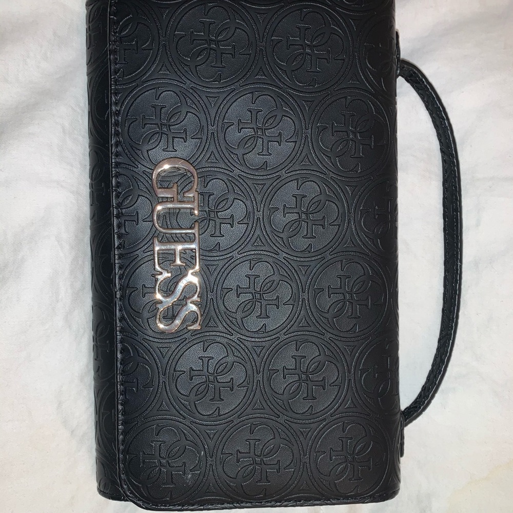 black and silver guess clutch/purse
